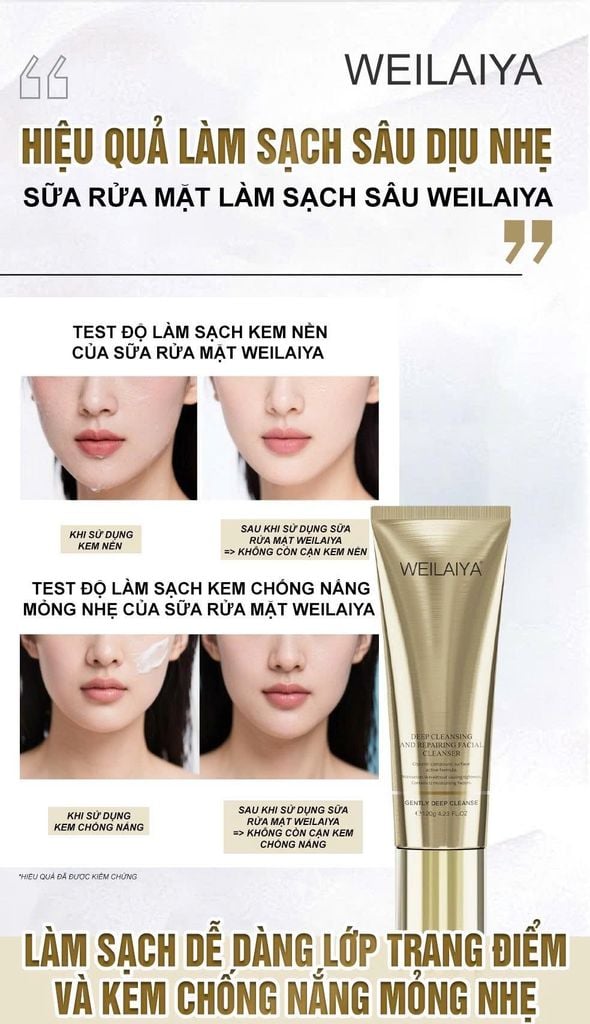 hiệu quả của sữa rửa mặt weilaiya