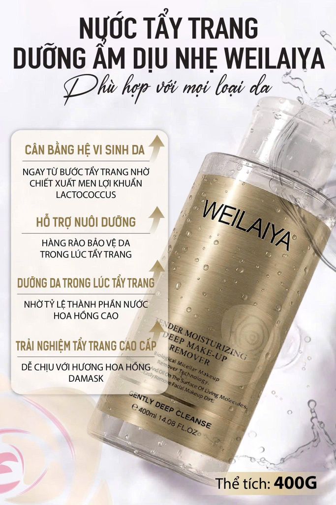 nước tẩy trang dưỡng ẩm dịu nhẹ weilaiya