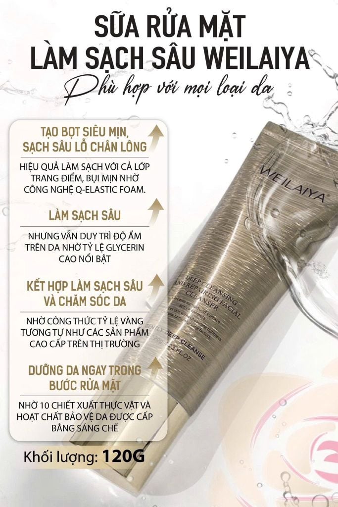 sữa rửa mặt sạch sâu weilaiya