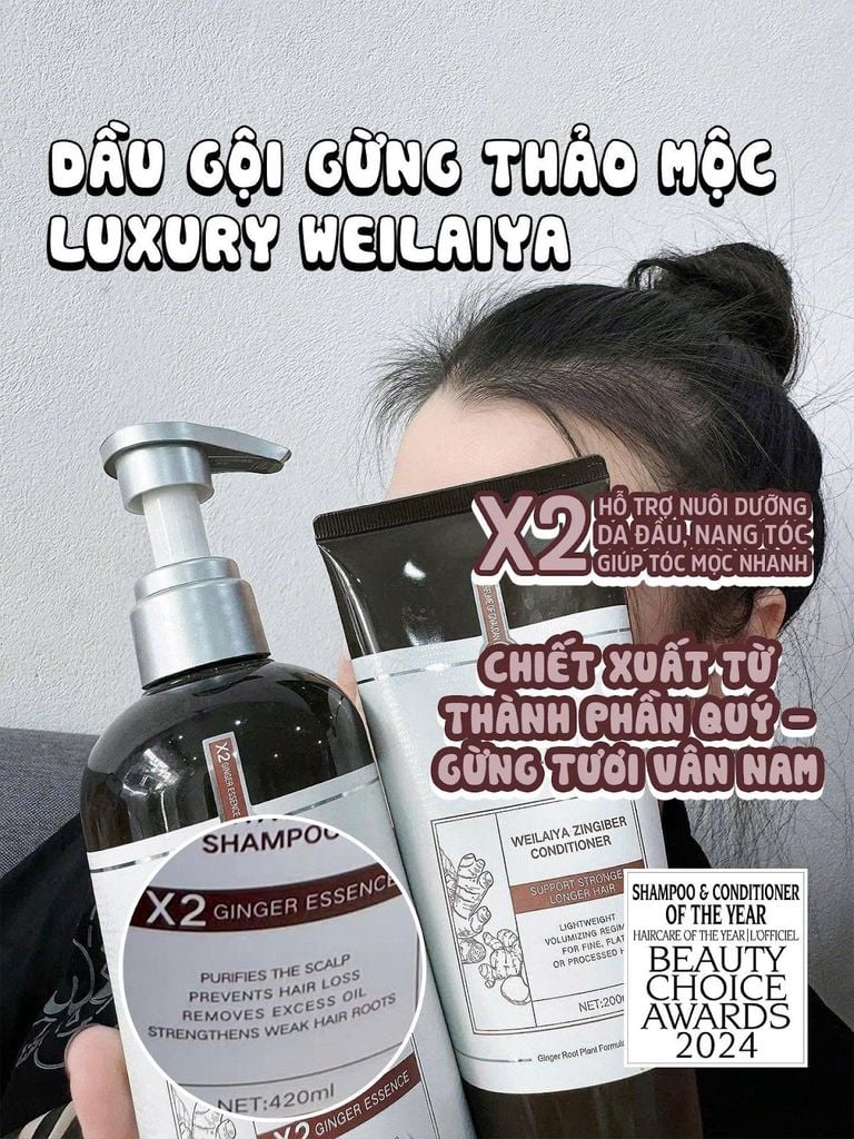 Dầu gội gừng hỗ trợ mọc tóc và giảm lão hóa da đầu Weilaiya