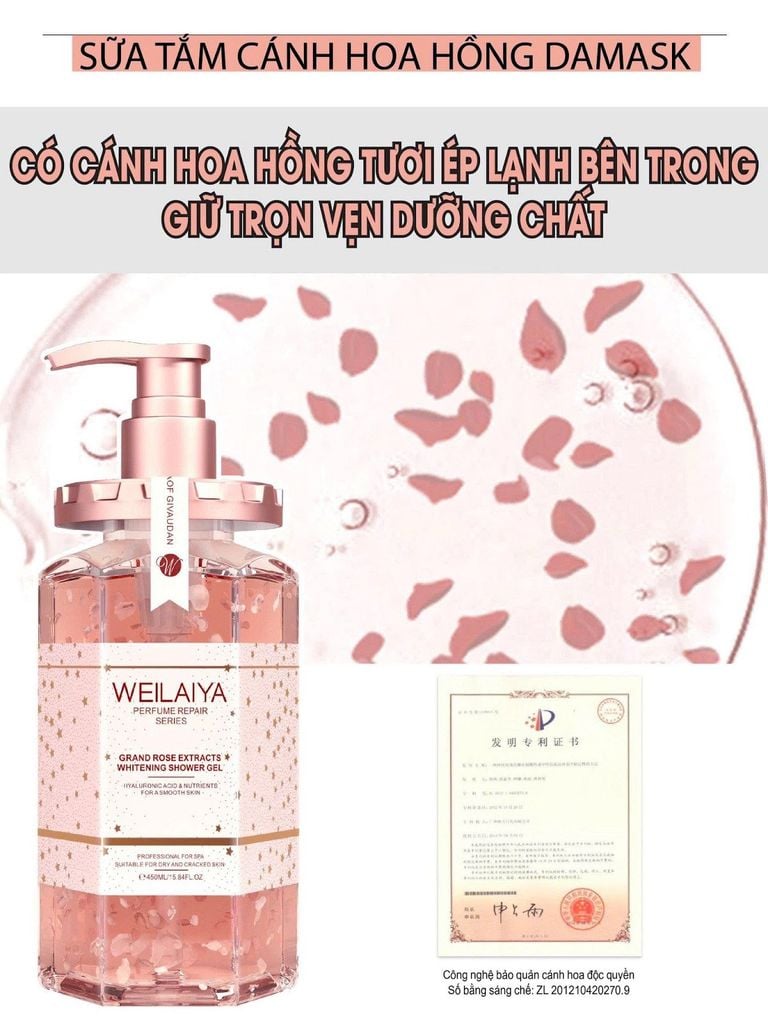 sữa tắm hoa hồng weilaiya