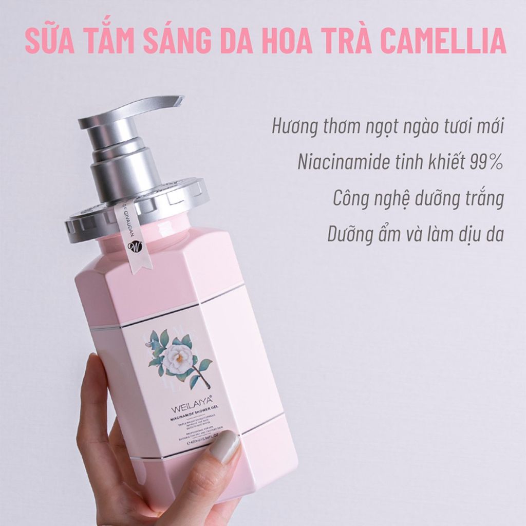 Sữa tắm trắng da hoa trà Camellia hương nước hoa Weilaiya