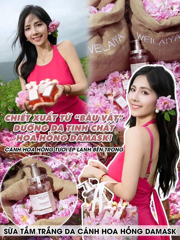 Sữa tắm hoa hồng Weilaiya dưỡng sáng đều màu da