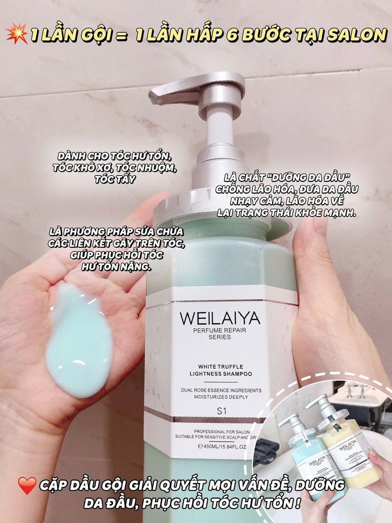 Dầu gội phục hồi tóc hư tổn Weilaiya thành phần từ nấm truffle