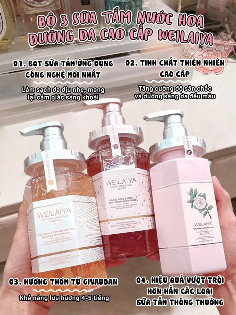 Bộ sữa tắm Weilaiya giúp cơ thể thư giãn chuẩn spa