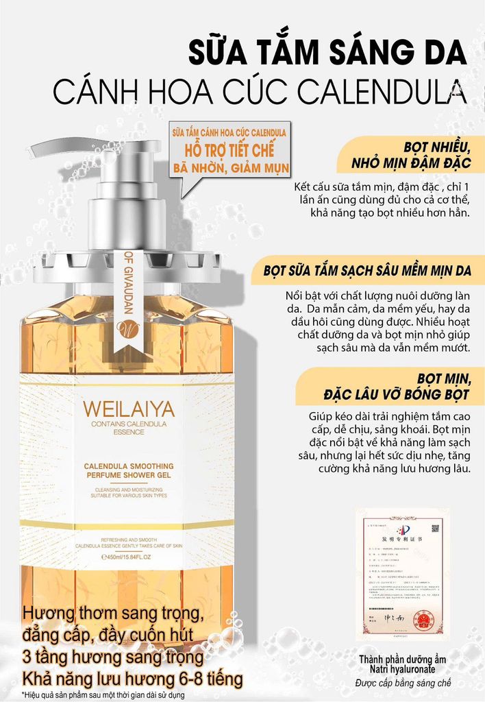 Sữa tắm hoa cúc Calendula dưỡng da trắng sáng