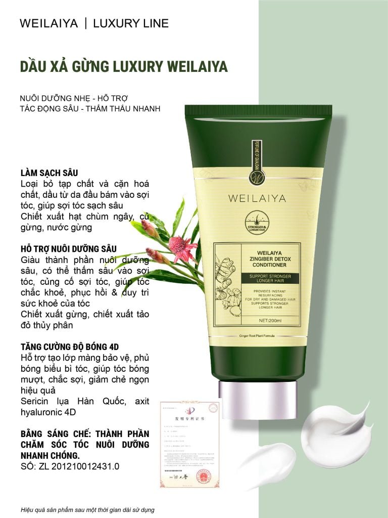 Dầu xả gừng detox hỗ trợ mọc tóc Weilaiya Zingiber Detox Conditioner