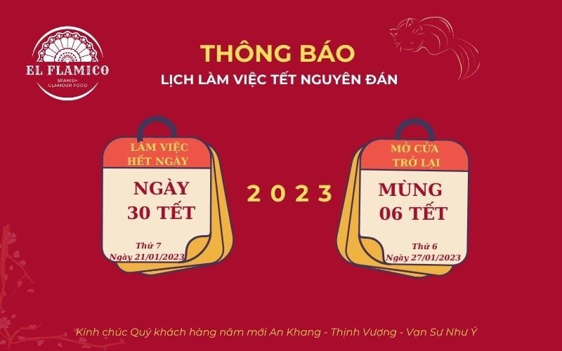 THÔNG BÁO LỊCH LÀM VIỆC TẾT