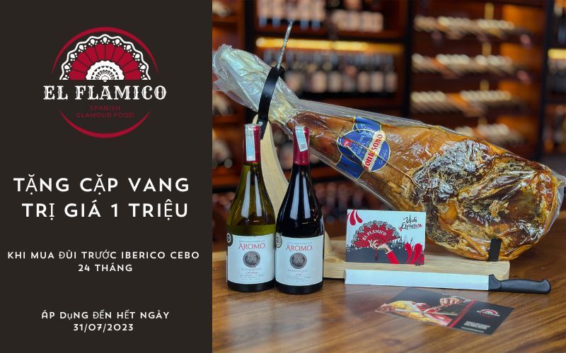 Tặng cặp rượu vang trị giá 1 triệu đồng khi mua đùi heo muối Iberico