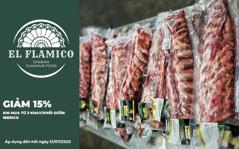 Giảm 15% khi mua từ 2 khay hoặc khối sườn heo Iberico