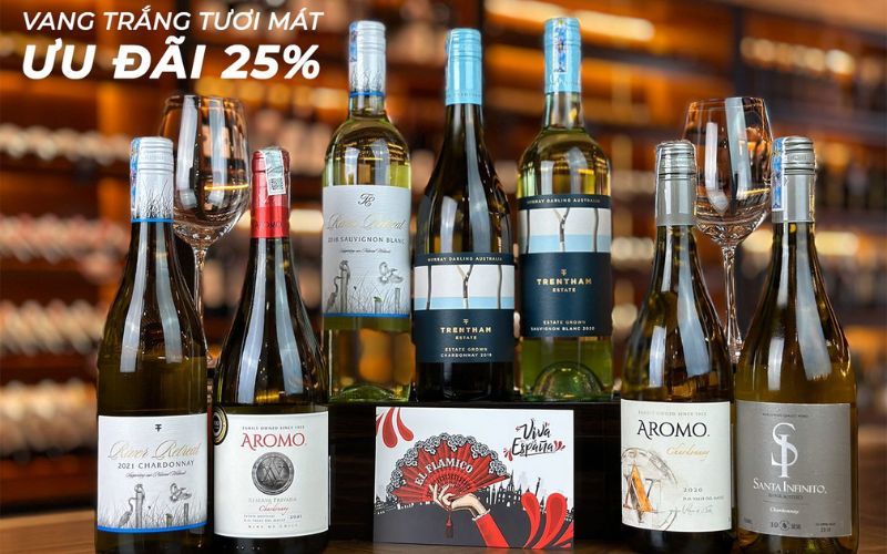 Giảm 25% toàn bộ các loại rượu vang trắng