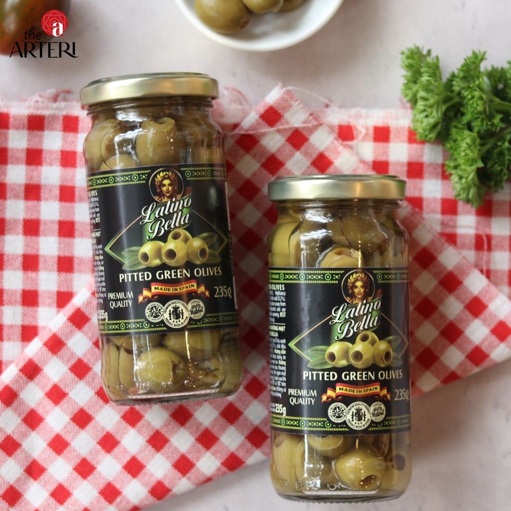 Olive xanh không hạt Latino Bella – tiện lợi, dễ dùng cho mọi món ăn.
