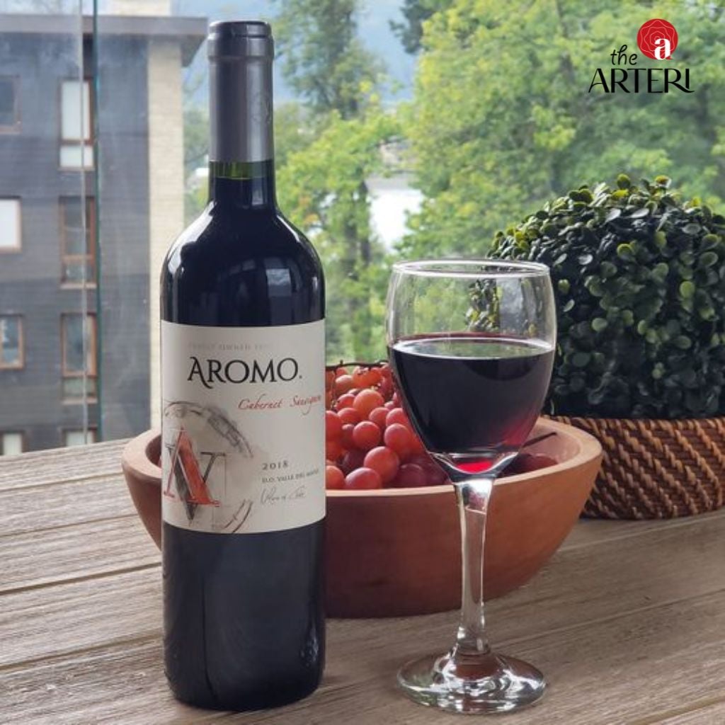 Thưởng thức vang đỏ Aromo Cabernet Sauvignon c&ugrave;ng tr&aacute;i c&acirc;y ch&iacute;n l&agrave; trải nghiệm kh&oacute; qu&ecirc;n.