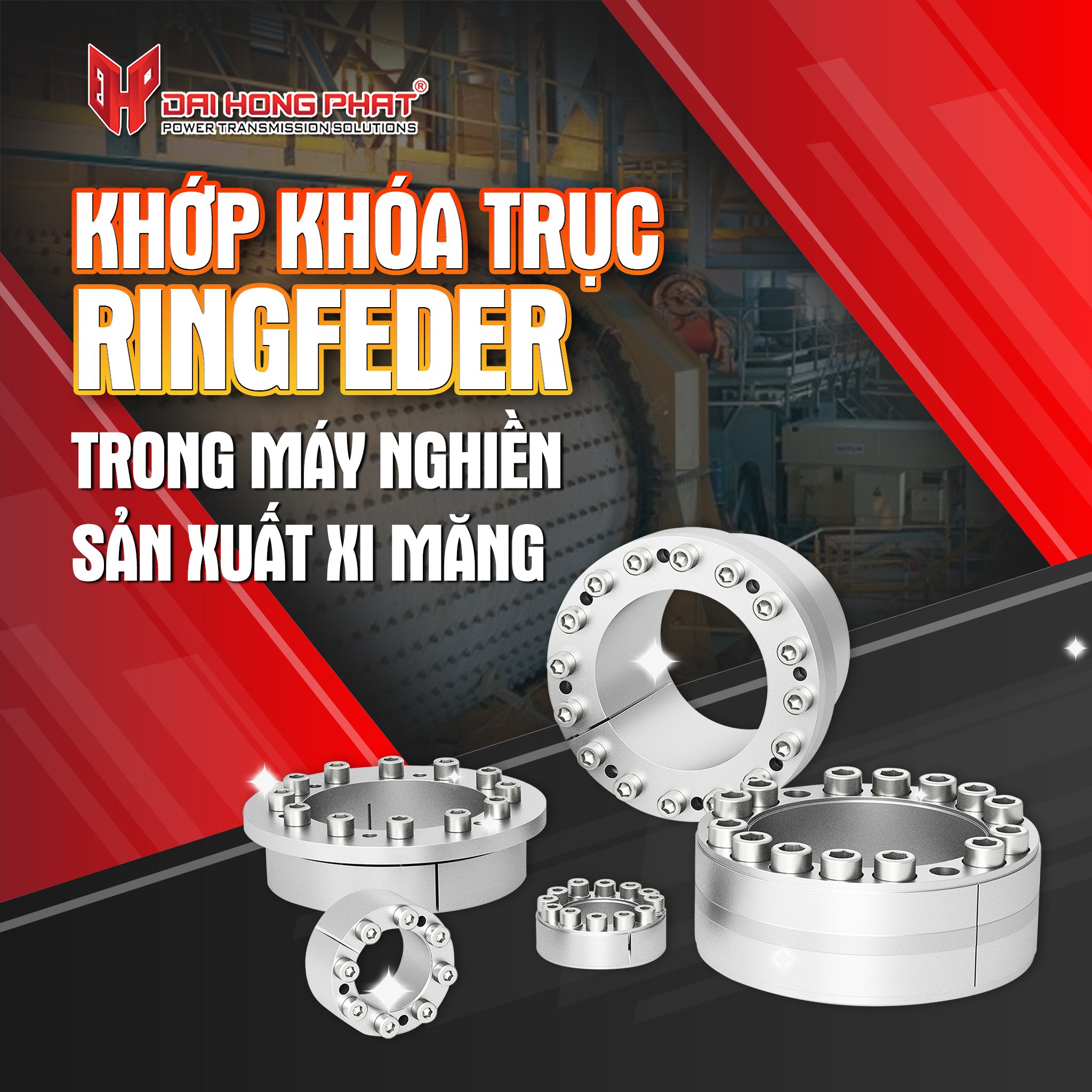 KHỚP KHÓA TRỤC RINGFEDER TRONG MÁY NGHIỀN SẢN XUẤT XI MĂNG