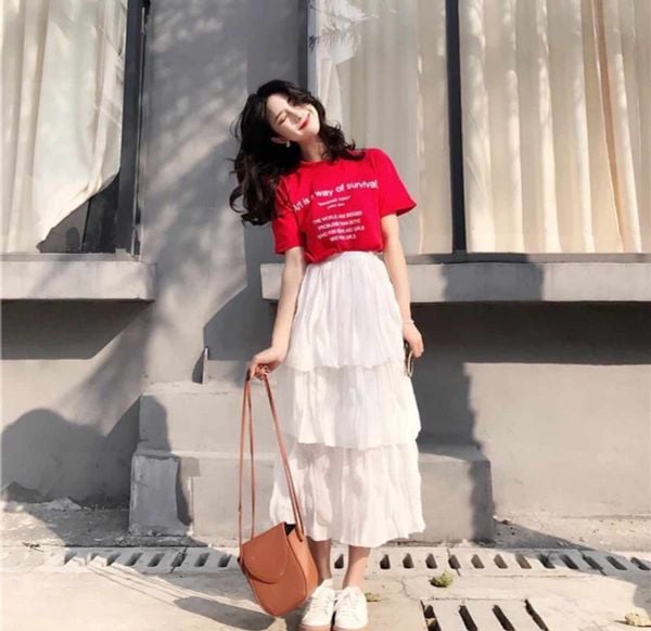 😍FREESHIP😍Chân Váy Xếp Ly Nhung 3 Tầng - Chân Váy Dáng Dài Tiểu Thư |  Shopee Việt Nam