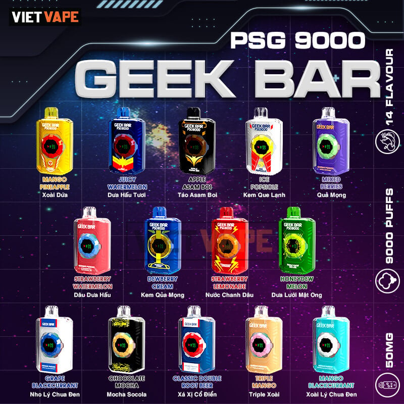 Geek Bar PSG9000 Triple Xoài 9000 Hơi Sạc Lại Pod Dùng 1 Lần