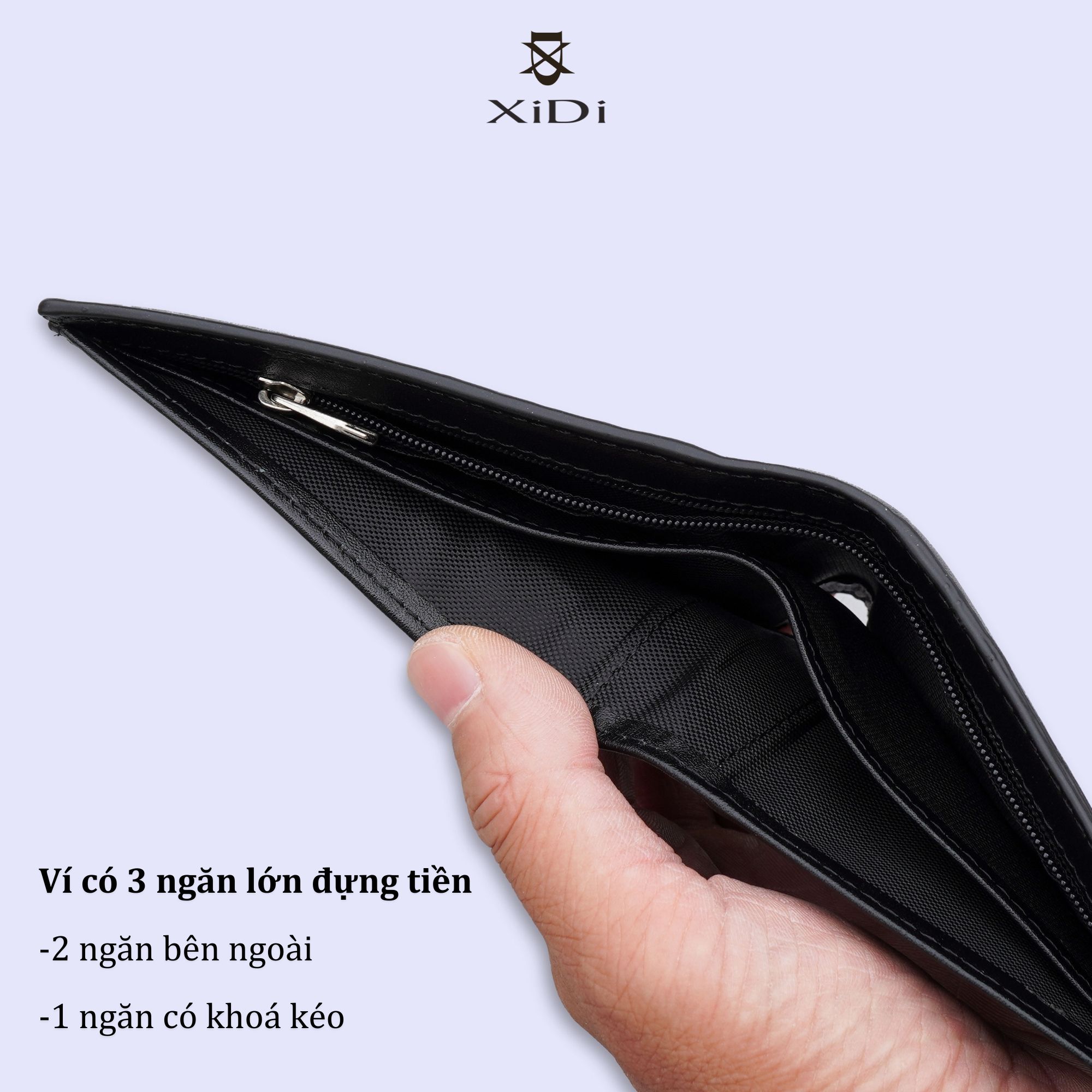 Ví nam da bò nappa dáng ngang cao cấp