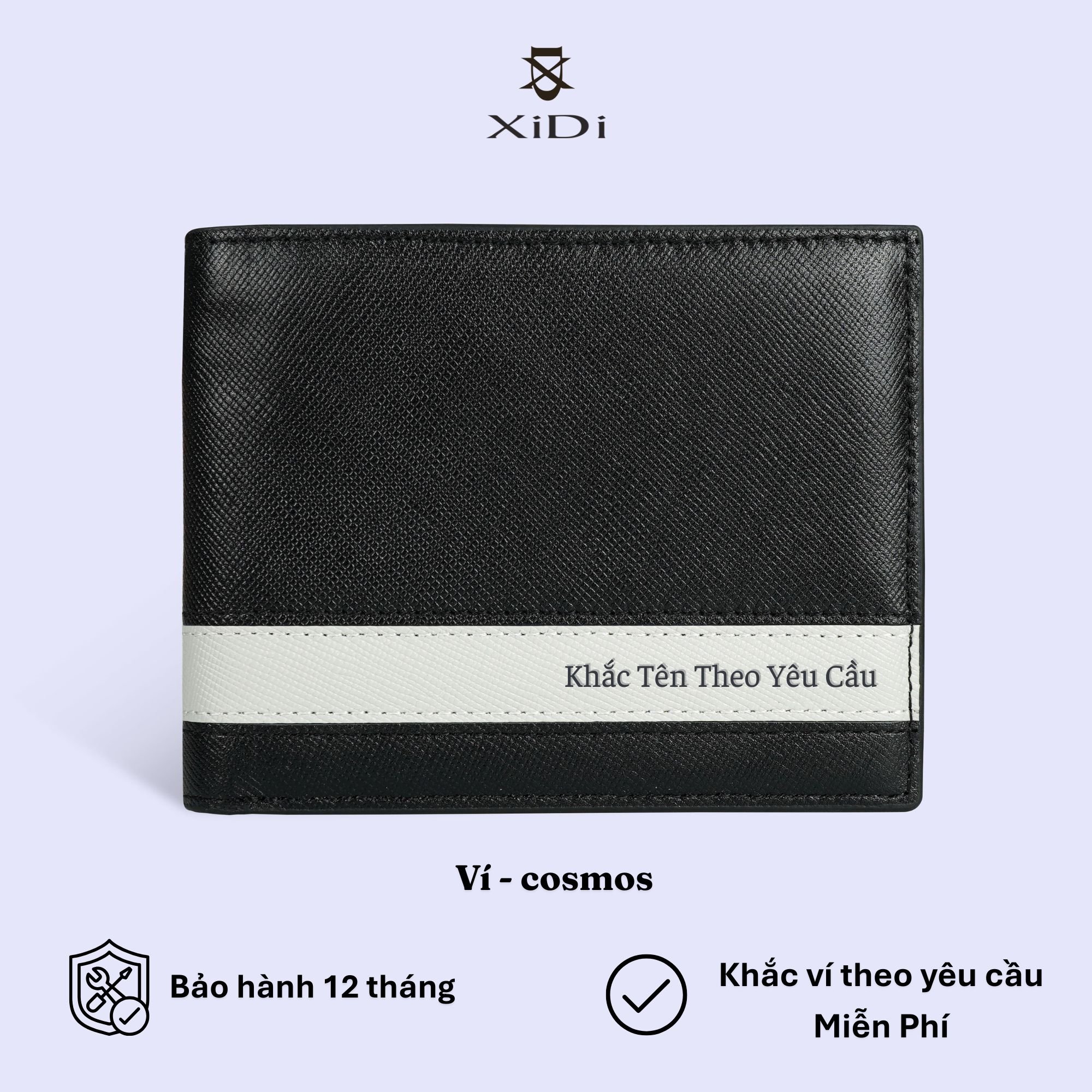 Ví nam da thật khắc tên miễn phí | Ví da Cosmos