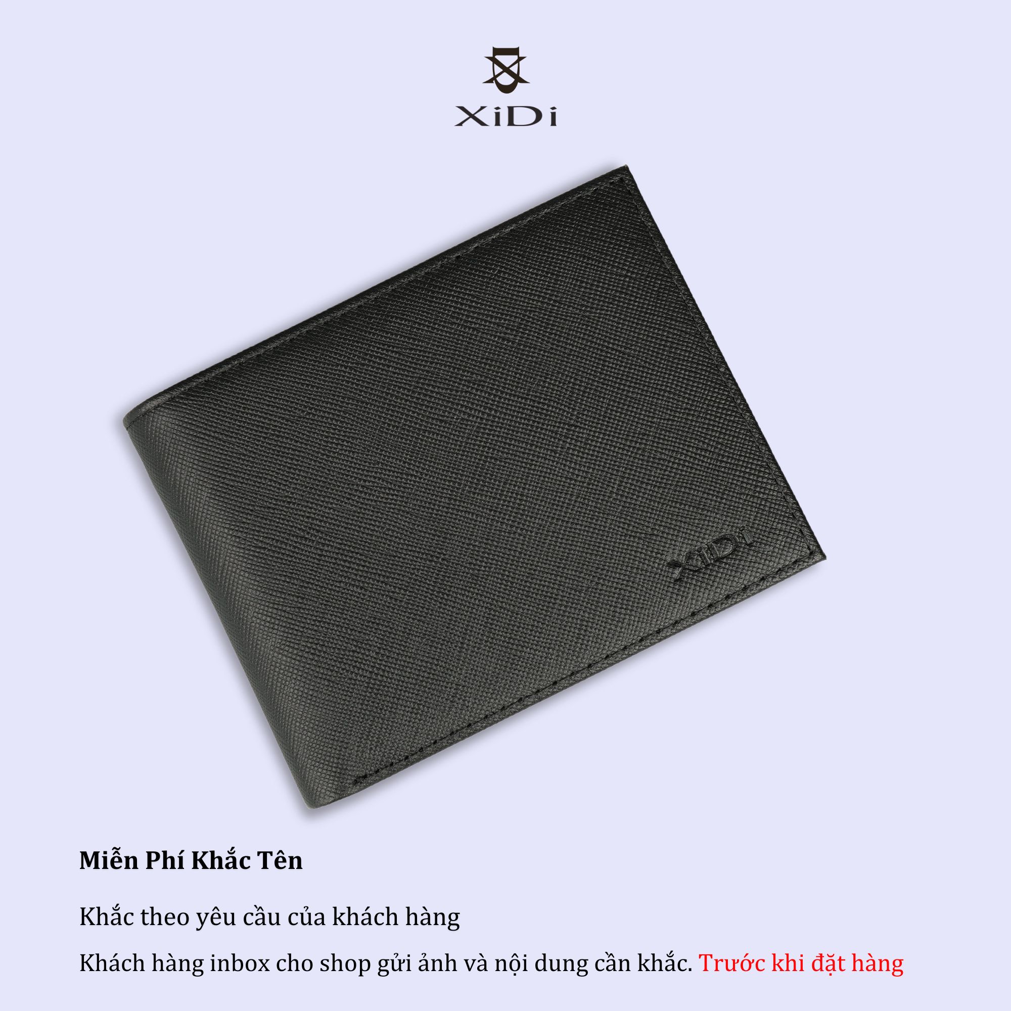 Ví da nam saffiano màu đen cao cấp 3 cánh lật xịn