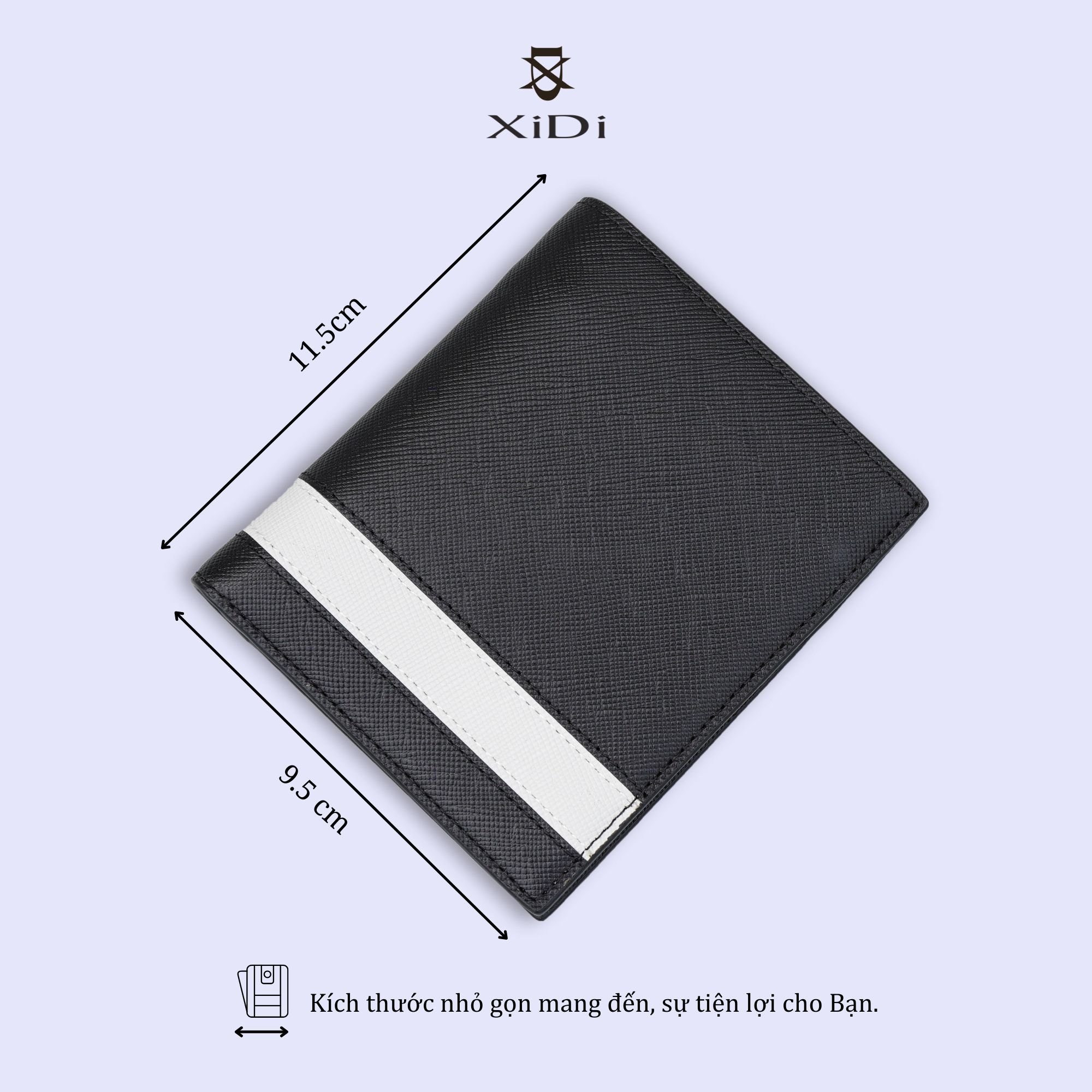 Ví nam dáng đứng Cosmos da bò Saffiano khắc theo yêu cầu