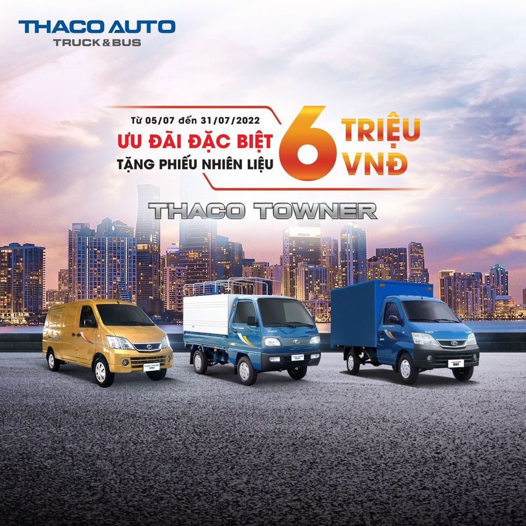 TẶNG PHIẾU NHIÊN LIỆU TRỊ GIÁ 6 TRIỆU ĐỒNG KHI MUA DÒNG XE TẢI THACO TOWNER