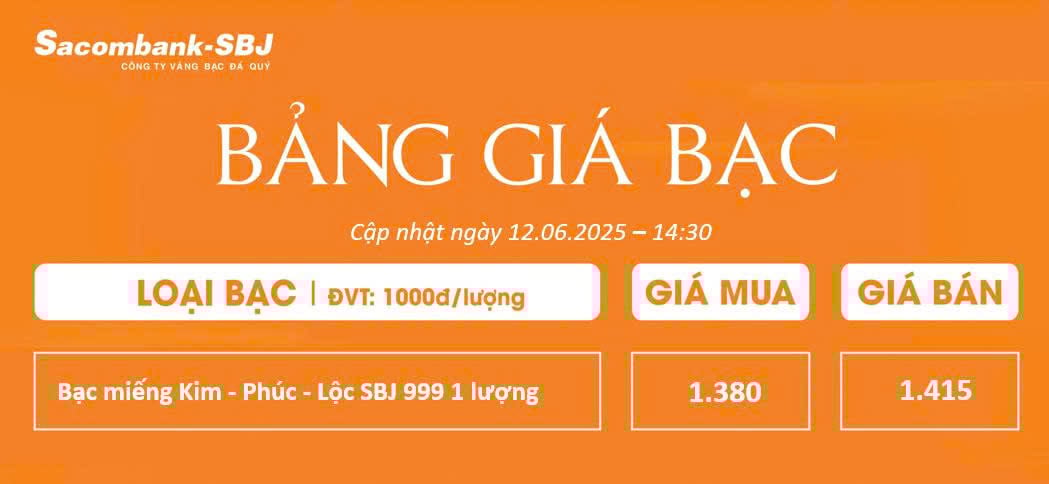 Bảng Tỷ Giá Bạc - Ngày 12/06/2025 - Bảng 3