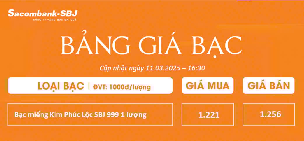Bảng Tỷ Giá Bạc - Ngày 11/03/2025 - Bảng 3