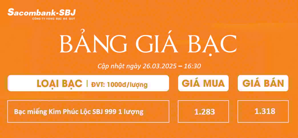 Bảng Tỷ Giá Bạc - Ngày 26/03/2025 - Bảng 4