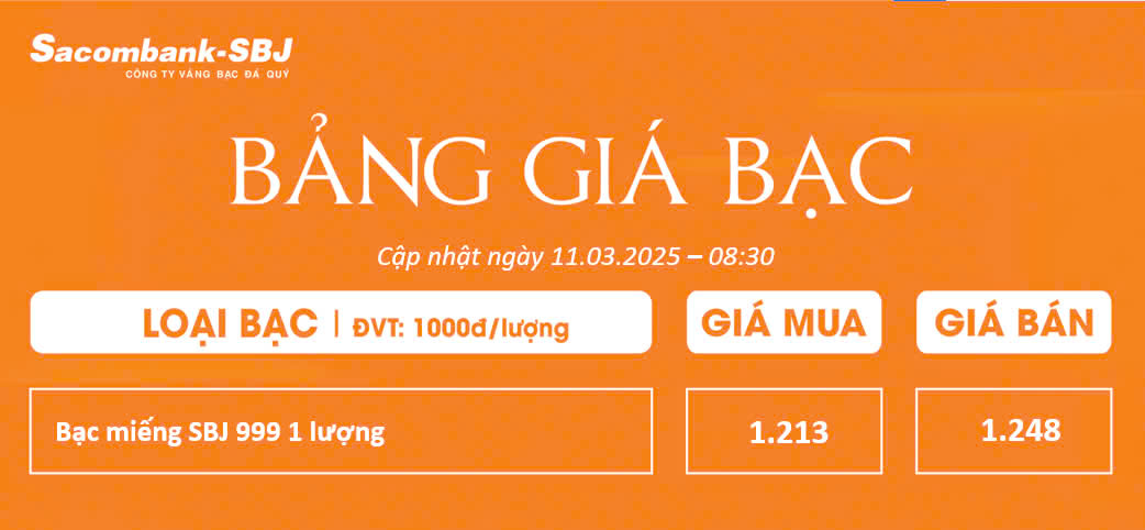 Bảng Tỷ Giá Bạc - Ngày 11/03/2025