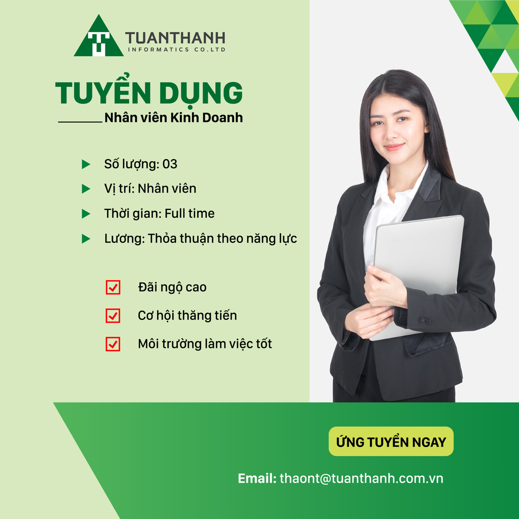 Thông báo Tuyển Nhân viên Kinh doanh thu nhập hấp dẫn