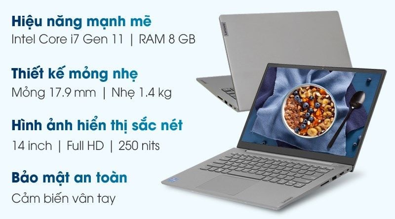 Thiết kế gọn nhẹ của laptop Lenovo ThinkBook 14 G2 ITL i7 1165G7 (20VD003LVN)
