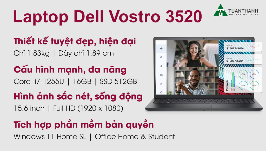 laptop Dell Vostro 3520 thông tin tổng quan