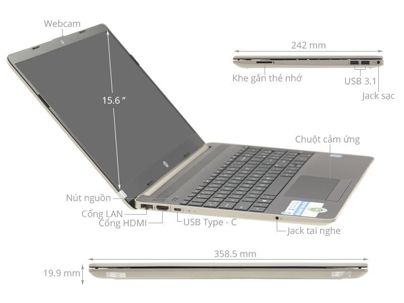 Laptop HP 15s i5 63P89PA chính hãng, giá rẻ