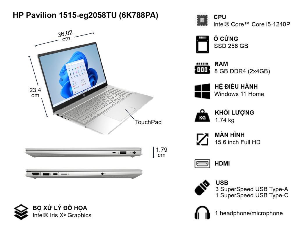 Laptop HP Pavilion 15-eg2058TU 6K788PA thông tin tổng quan
