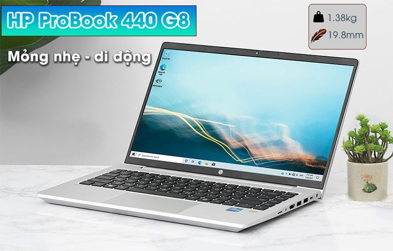 Laptop HP Probook 440 G8 có thiết kế tinh tế, thuận tiện di chuyển hằng ngày