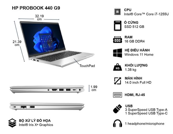 hình ảnh thực tế sản phẩm laptop HP Probook 440 G9 6M0X8PA
