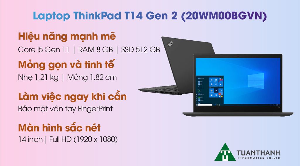 Laptop Lenovo ThinkPad T14s G2 i5 - 20WM00BGVN tổng quan