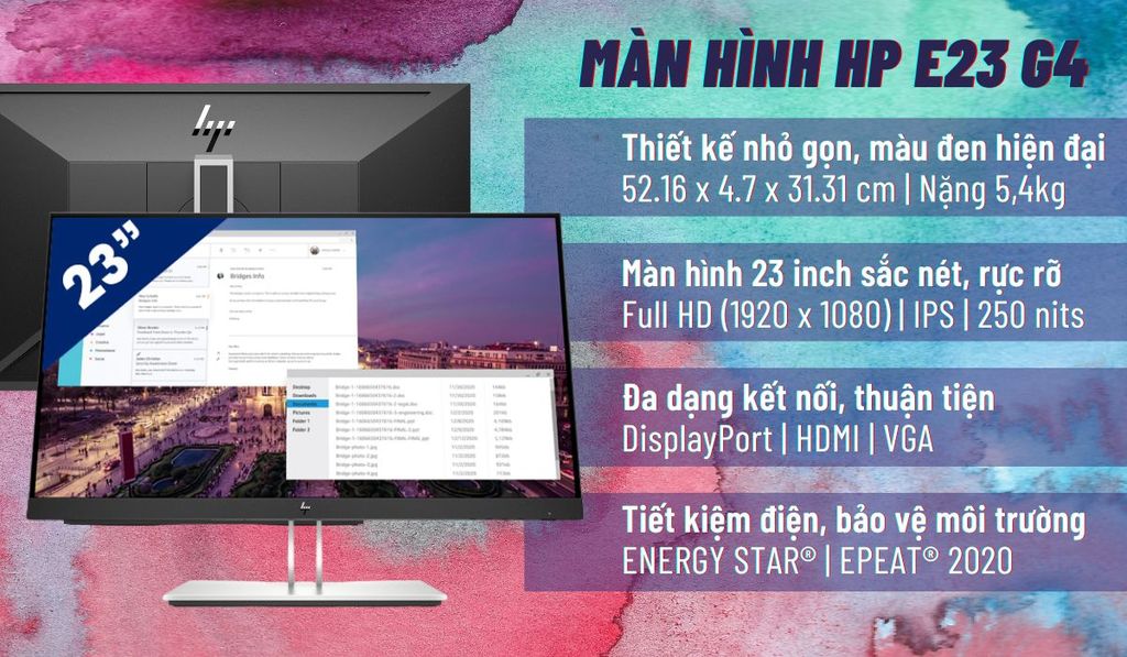 Đánh giá Màn hình HP EliteDisplay E23 G4 9VF96AA 23 inch IPS