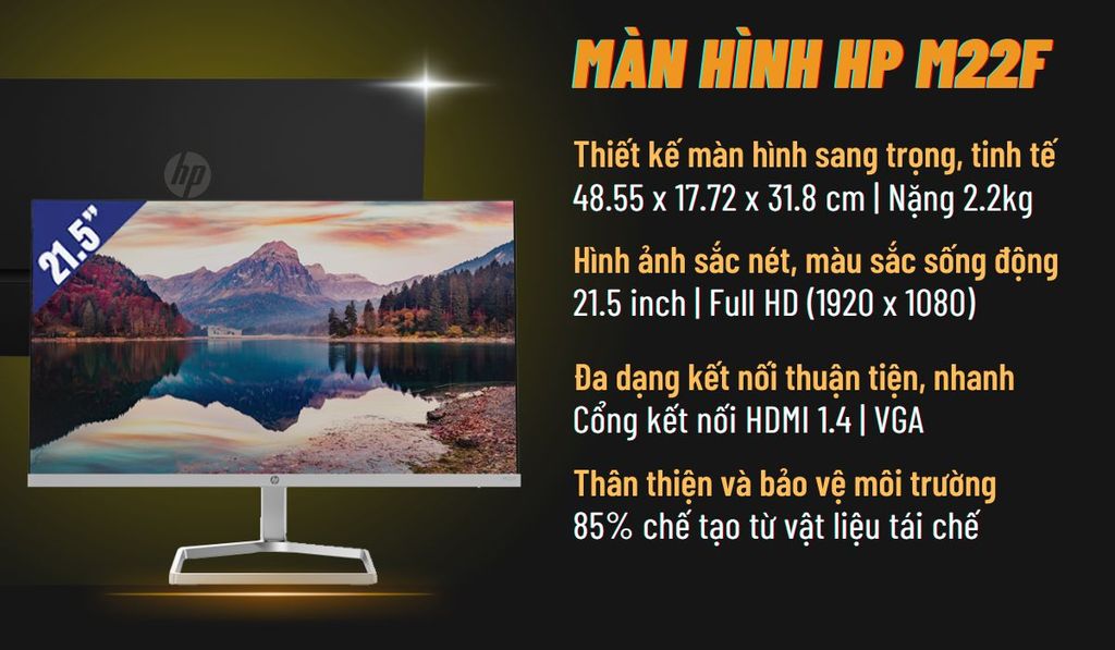 Đánh giá màn hình HP M22f  (2E2Y3AA) 21.5 inch