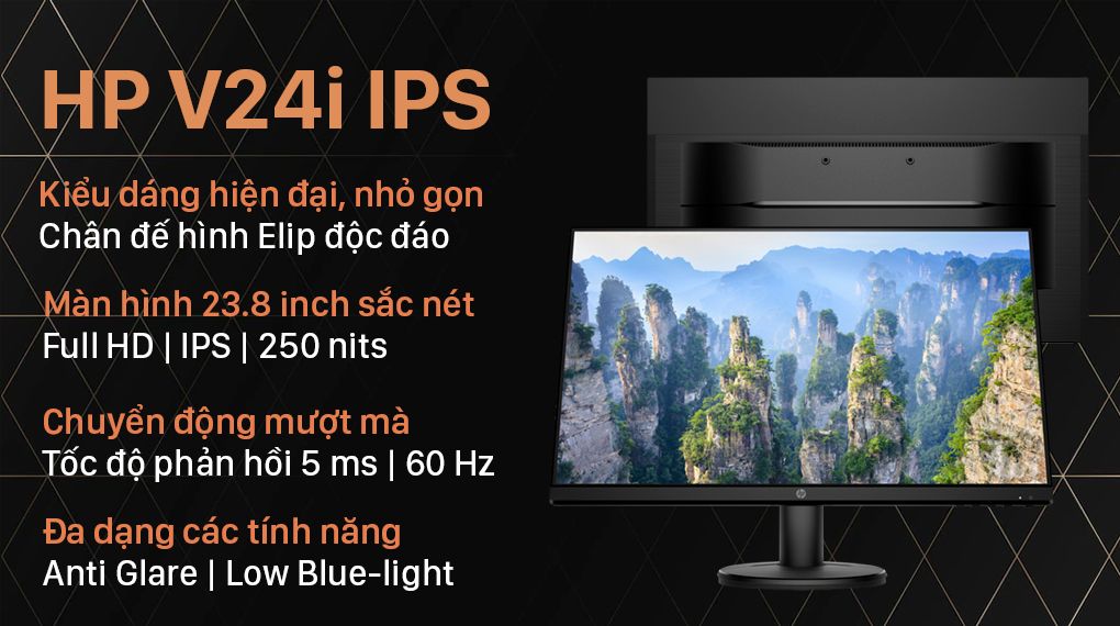 Đánh giá màn hình máy tính HP V24i 23.8 inch 9RV16AA Full HD