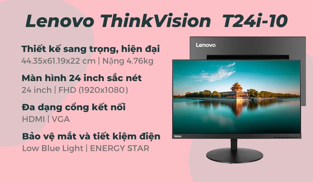 màn hình Lenovo ThinkVision T24i-10 61F7MAR1WW - 23.8 inch
