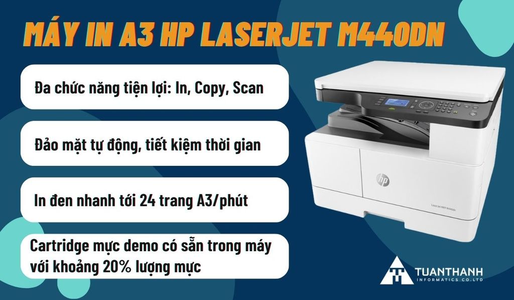 Tổng quan sản phẩm máy in A3 HP LaserJet M440dn 8AF47A