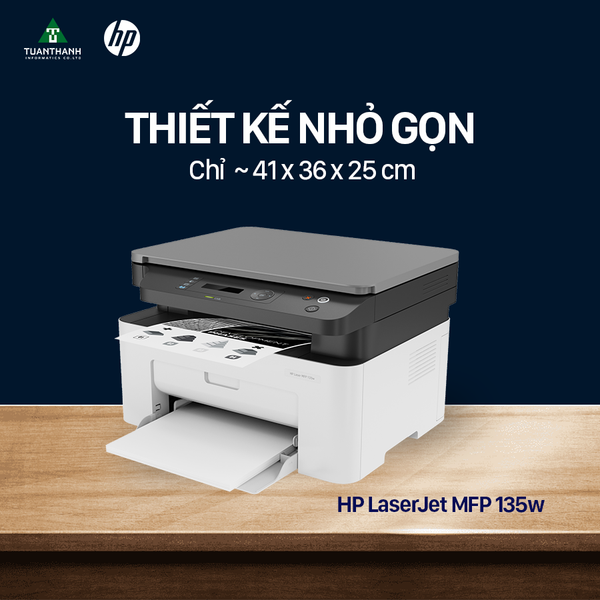 Máy in HP LaserJet Pro MFP 135w 4ZB83A - Thiết kế nhỏ gọn