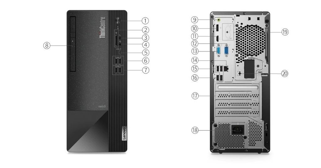 PC Lenovo ThinkCentre neo 50t được trang bị đủ cổng kết nối hiện đại