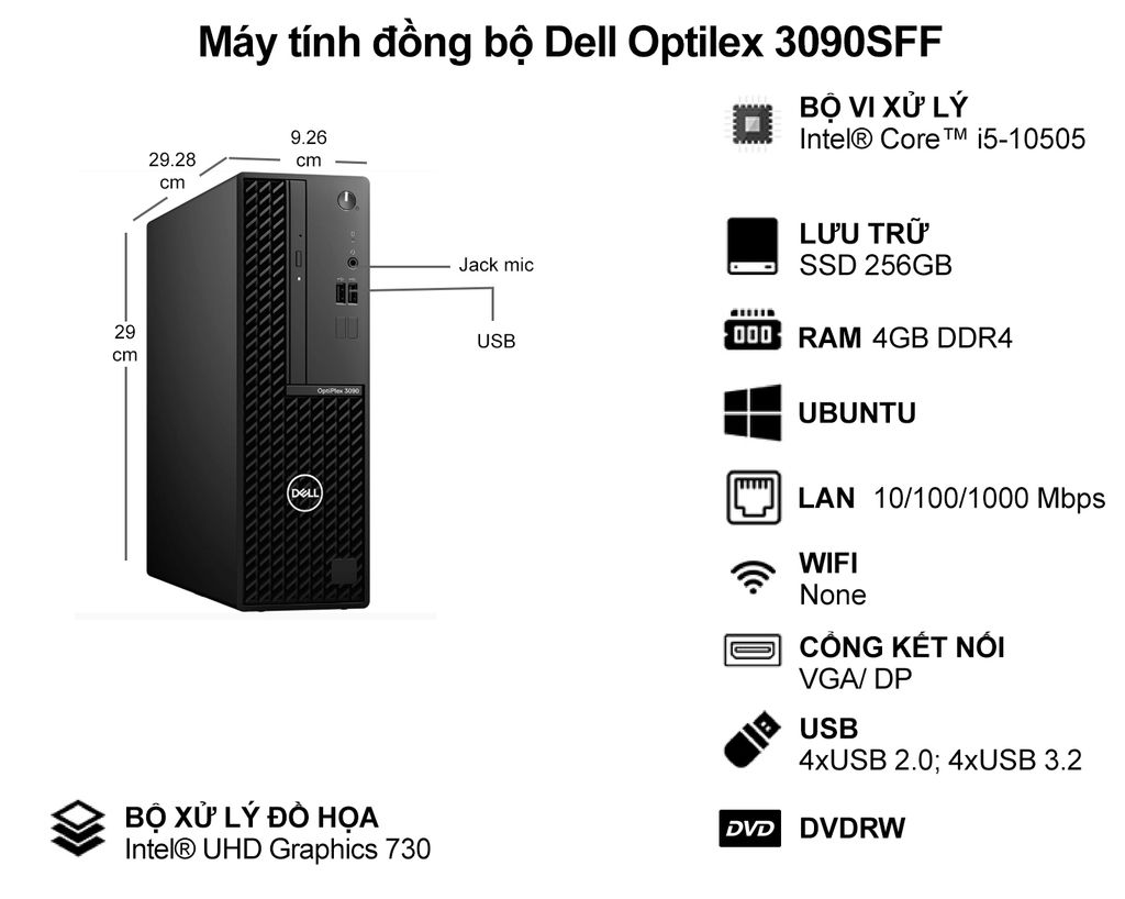 PC Dell Optilex 3090SFF 3090SFF-10505-4GSSD3Y