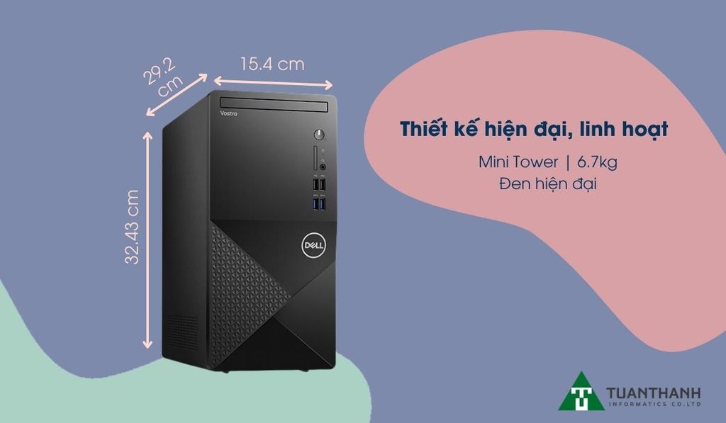 Thiết kế hiện đại của máy tính đồng bộ Dell Vostro 3910MT 71000335