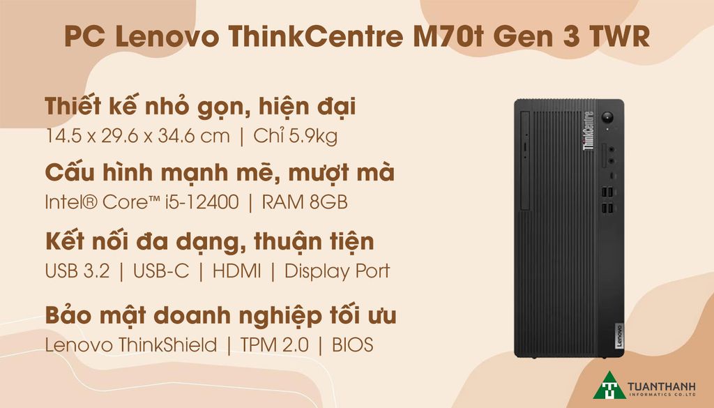 PC Lenovo ThinkCentre M70t Gen 3 TWR 11TA0011VA