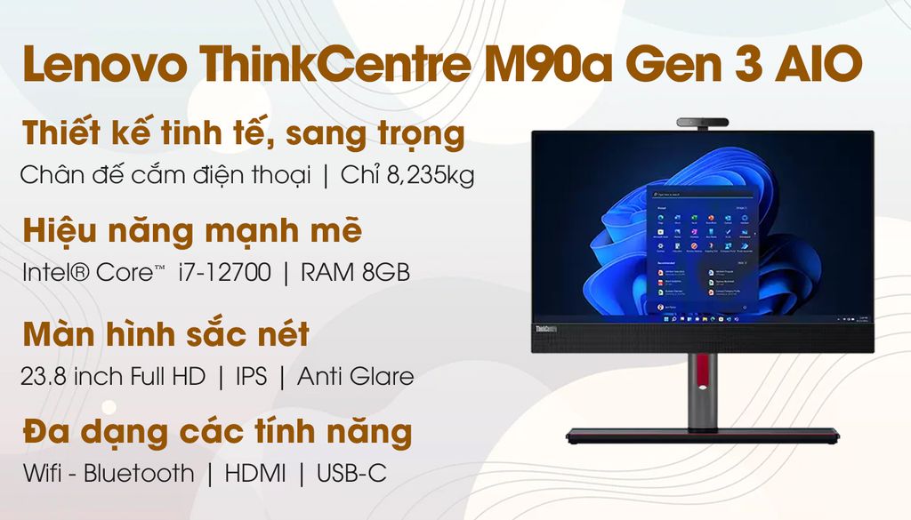 Máy tính All In One Lenovo ThinkCentre M90a Gen 3