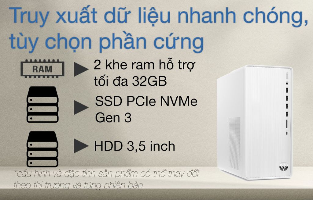 HP Pavilion TP01-3009d i5-12400 (6K7A8PA) khả năng nâng cấp dễ dàng