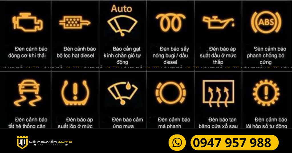 Đèn cảnh báo màu vàng trên ô tô